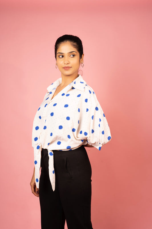 The Polka-Dot Tie-Front Blouse
