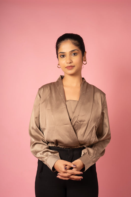 Satin Poise Wrap Top