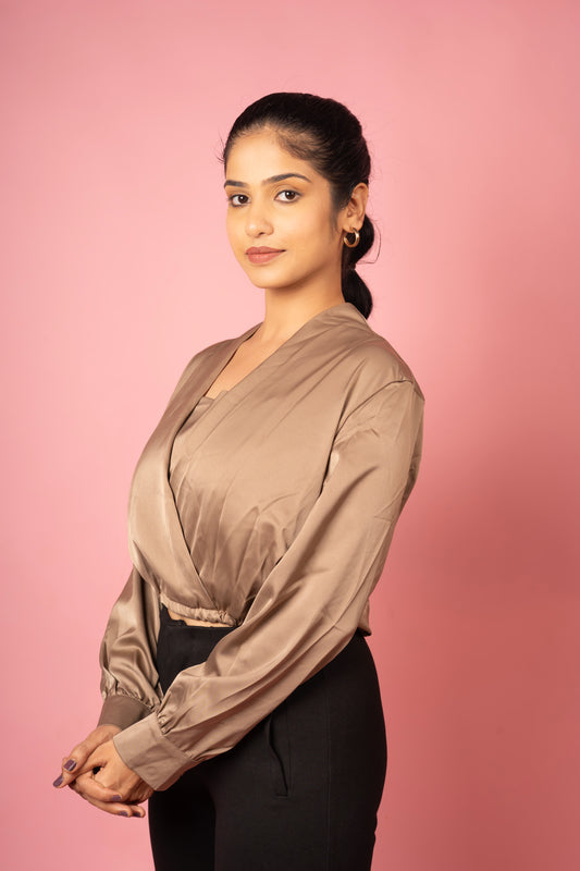 Satin Poise Wrap Top