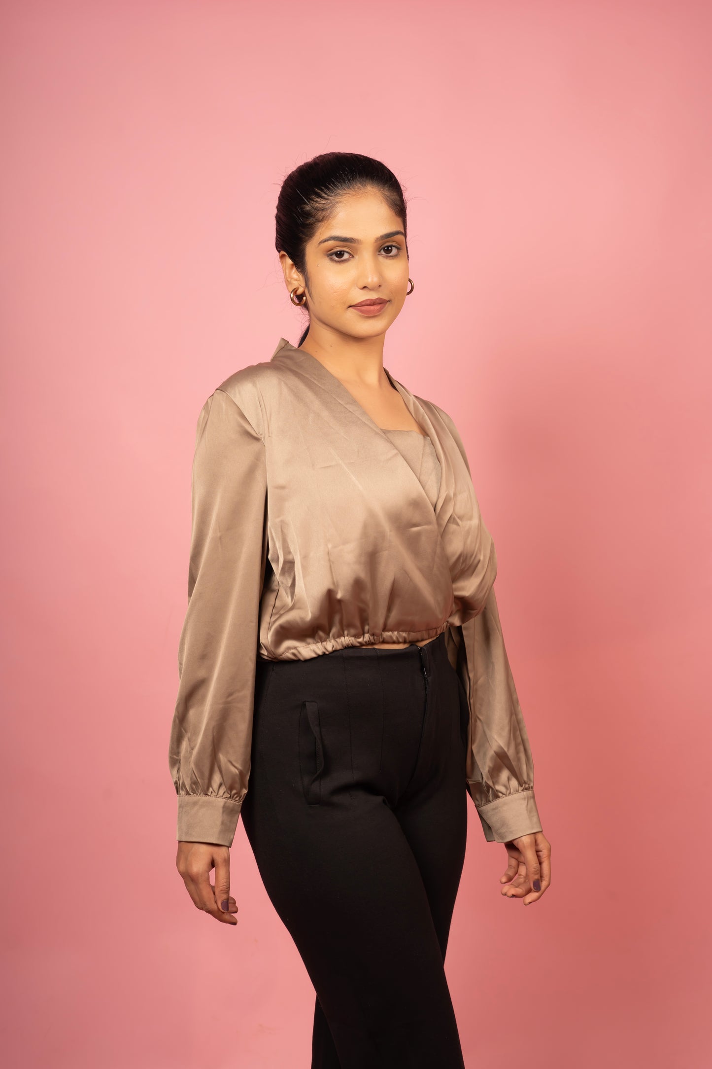 Satin Poise Wrap Top