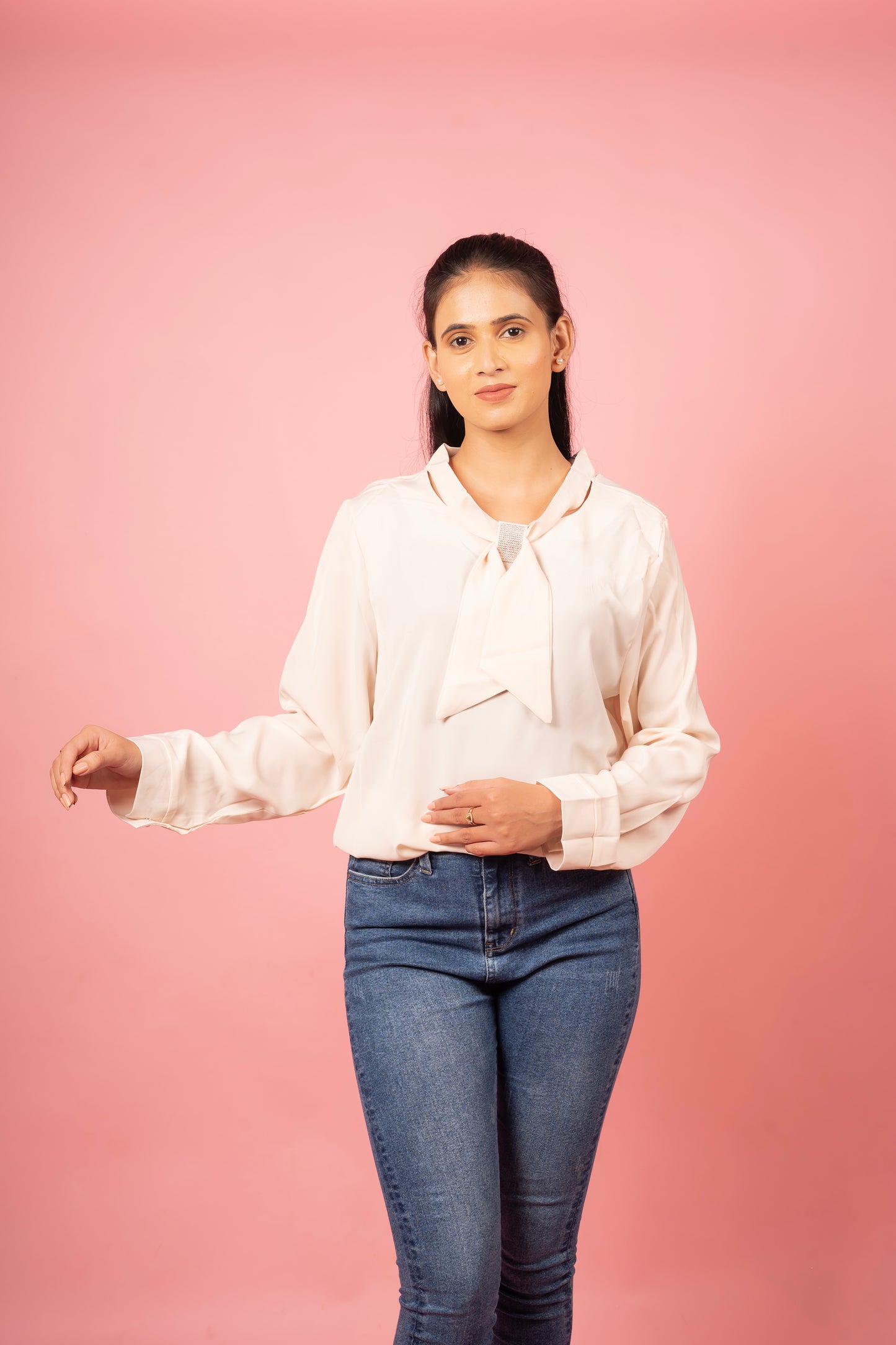 Crystal Charm Tie Blouse