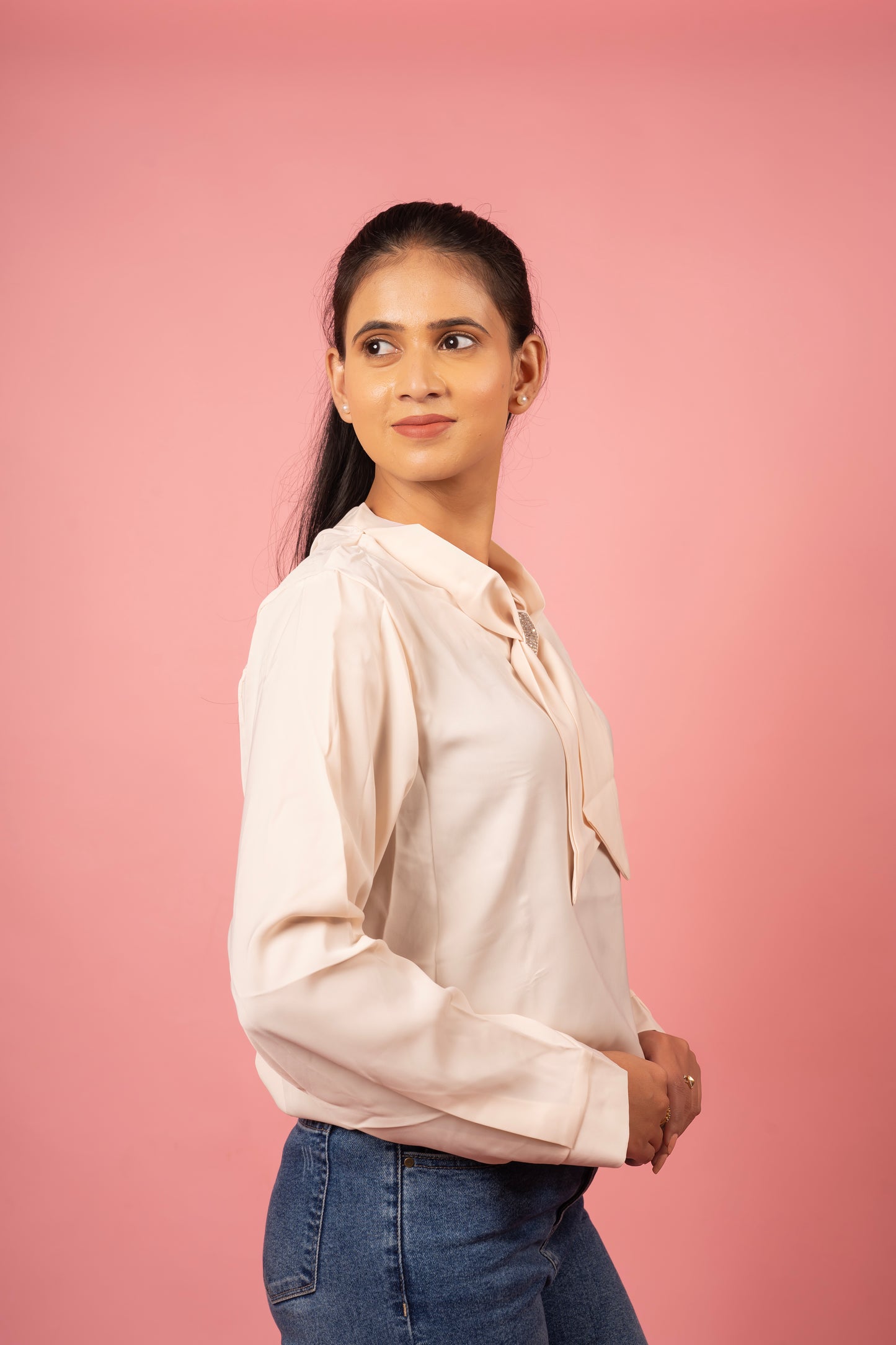 Crystal Charm Tie Blouse