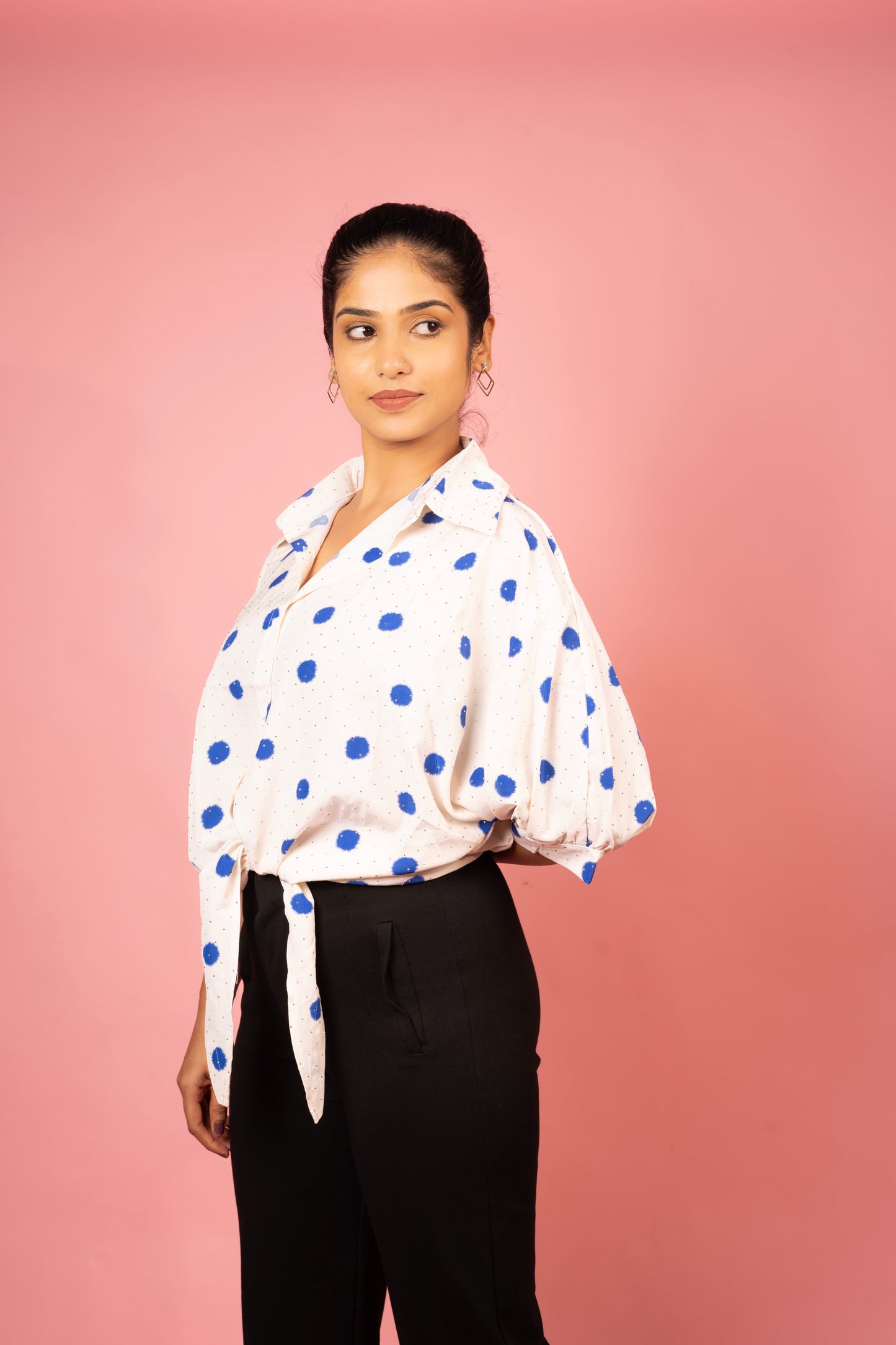 The Polka-Dot Tie-Front Blouse