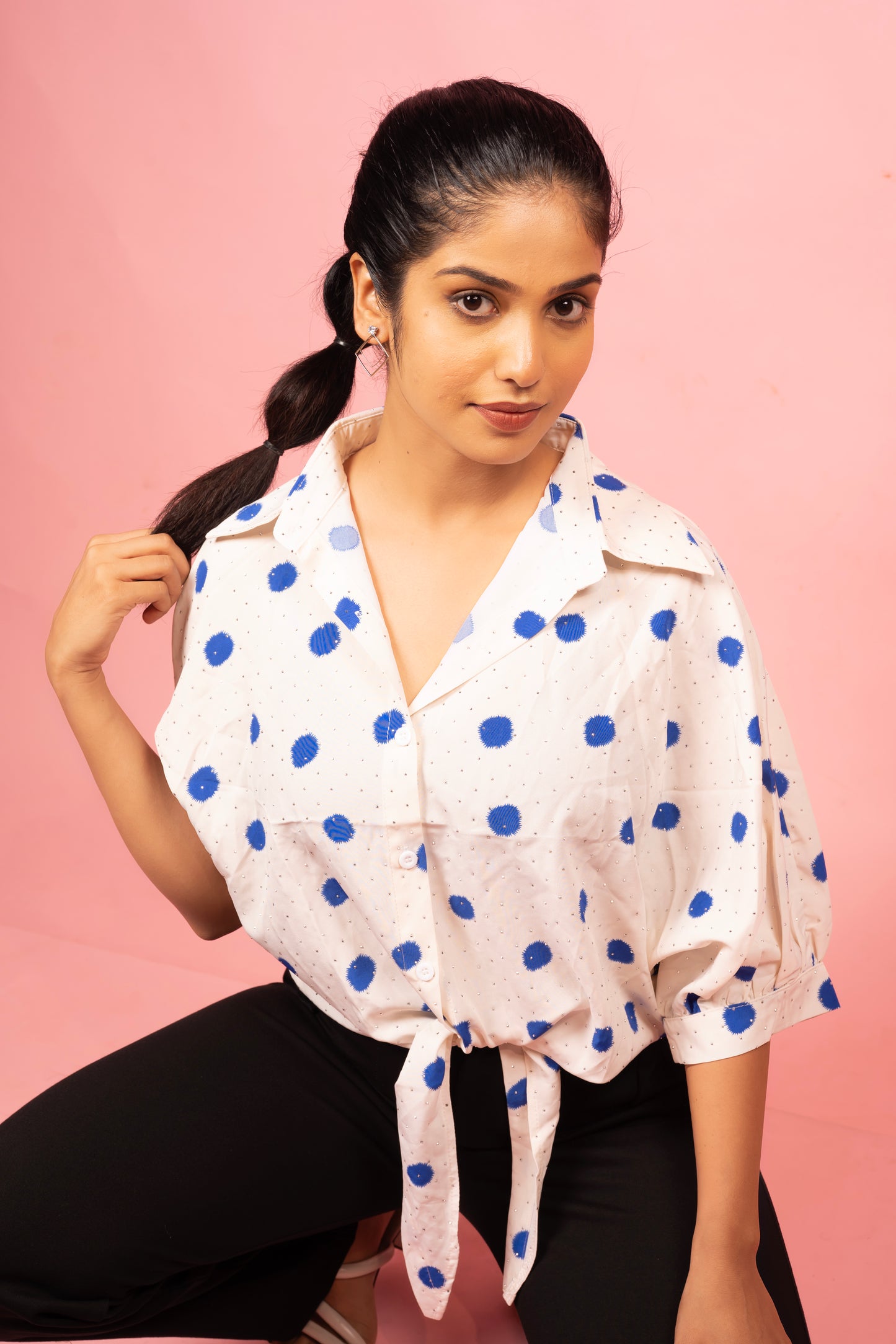 The Polka-Dot Tie-Front Blouse