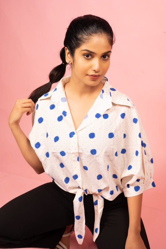The Polka-Dot Tie-Front Blouse